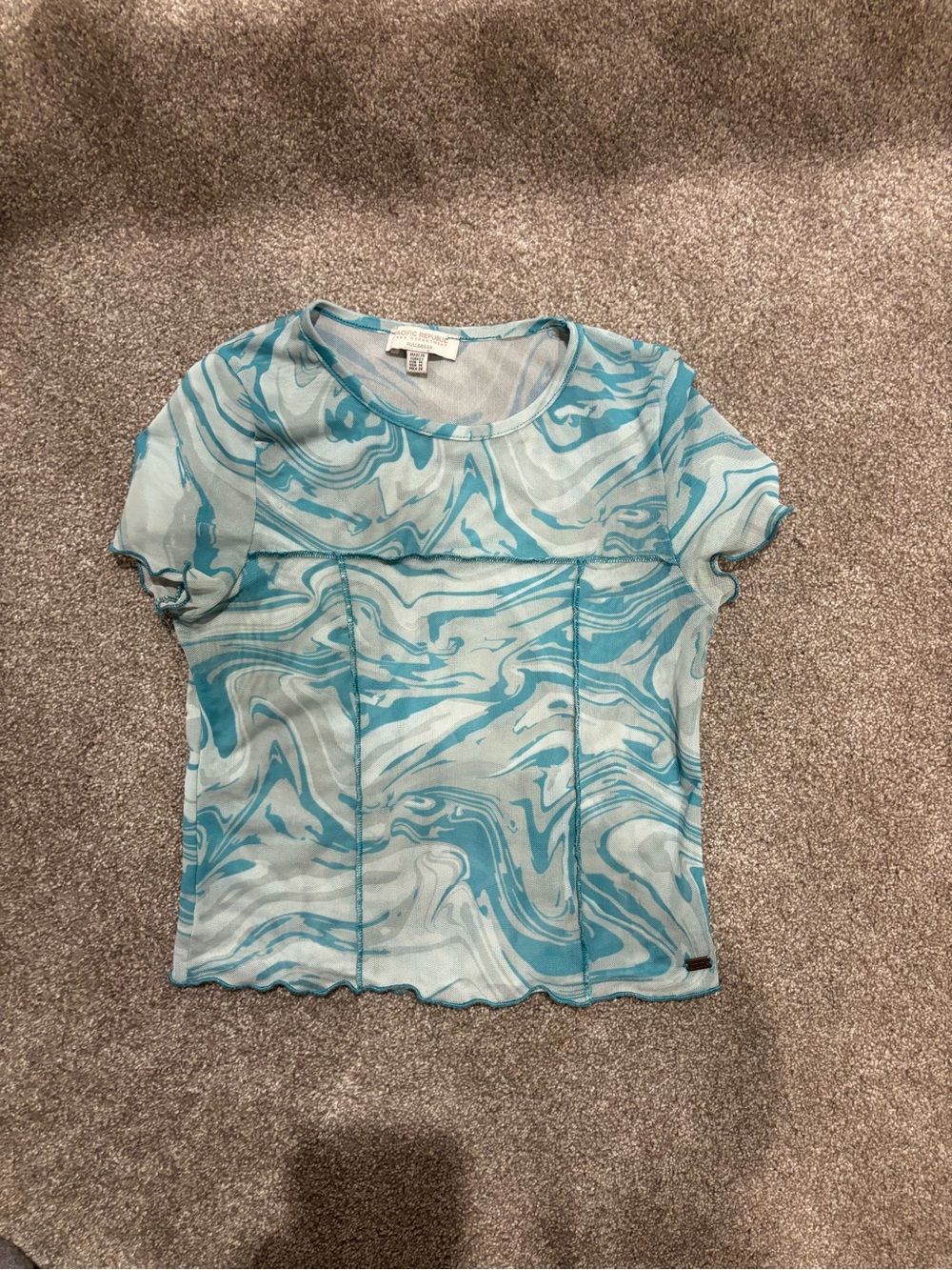 Marble-Print Short Sleeve Tee in Aqua by Express